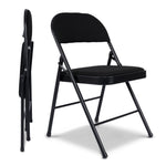 Padded Fabric Folding Chair, Black Foldable Dining and Desk Chair with Tubular Steel Frame, No Assembly