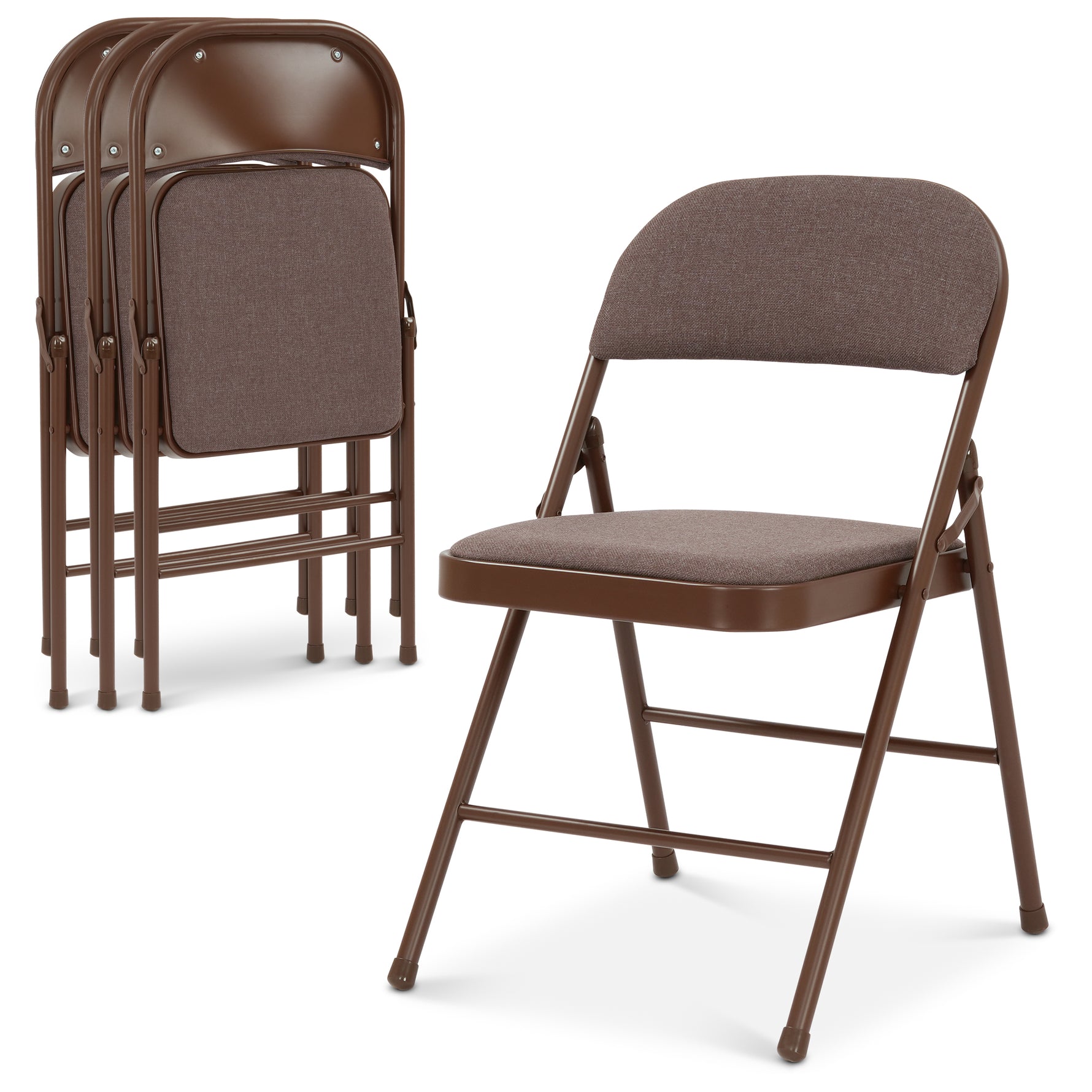 Folding Fabric Office Dining Chair - Brown