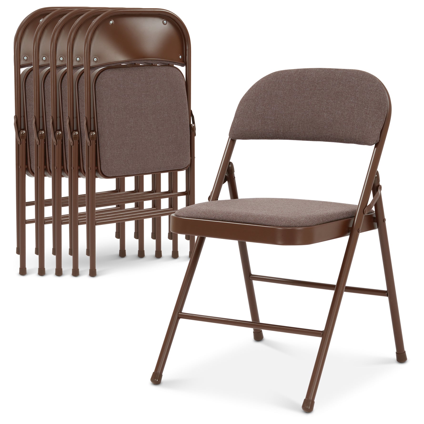 Folding Fabric Office Dining Chair - Brown