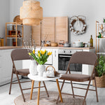 Folding Fabric Office Dining Chair - Brown