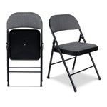Padded Fabric Folding Chair, Grey Foldable Dining and Desk Chair with Tubular Steel Frame, No Assembly
