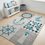 Tapis nautique bleu et gris - Enfants