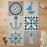 Tapis nautique bleu et gris - Enfants