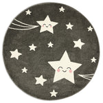 Tapis Étoiles Gris et Blanc - Enfants