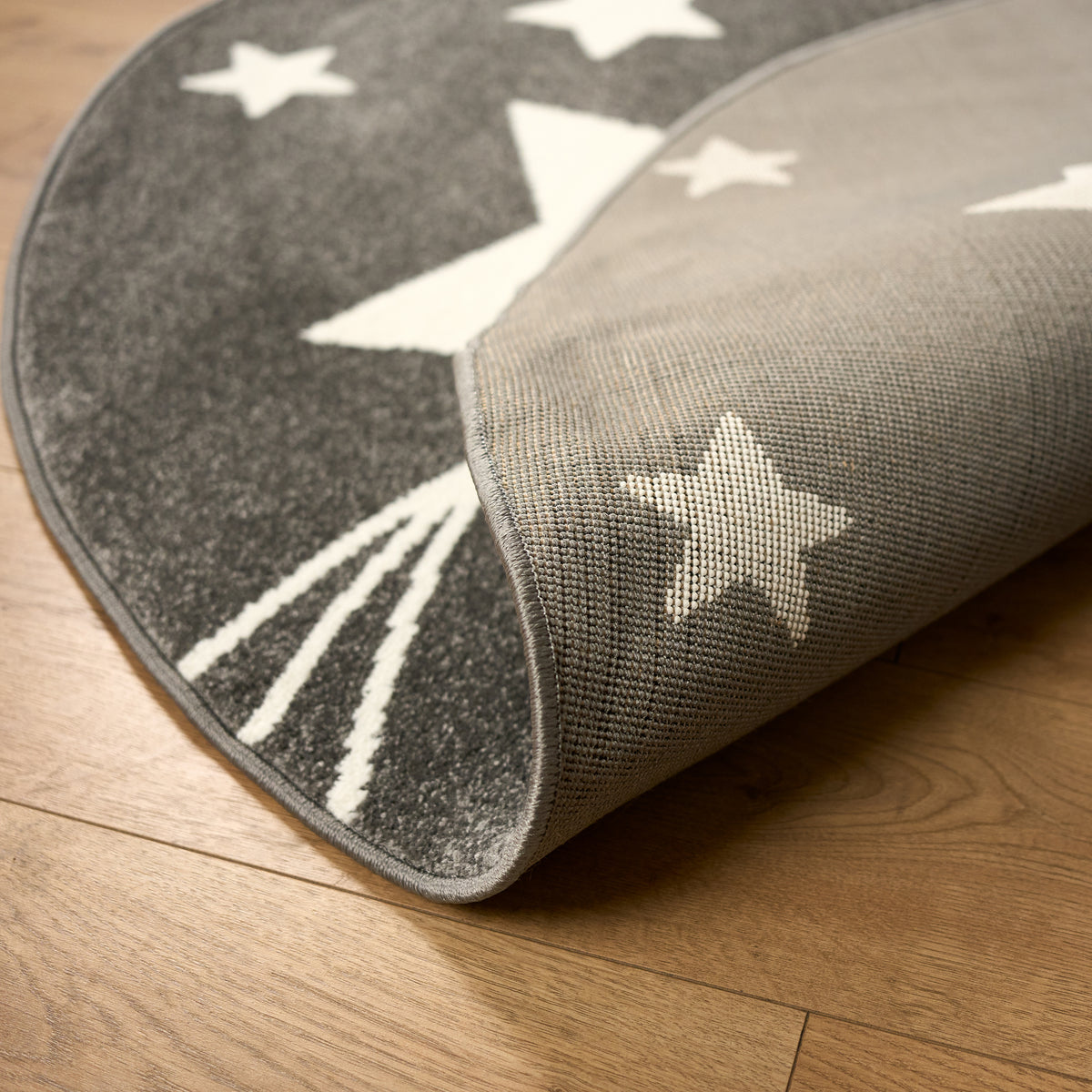 Tapis Étoiles Gris et Blanc - Enfants