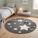 Tapis Étoiles Gris et Blanc - Enfants