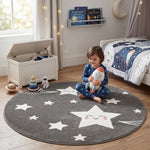 Tapis Étoiles Gris et Blanc - Enfants