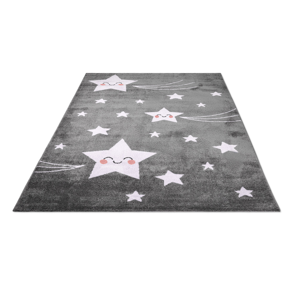 Tapis Étoiles Gris et Blanc - Enfants