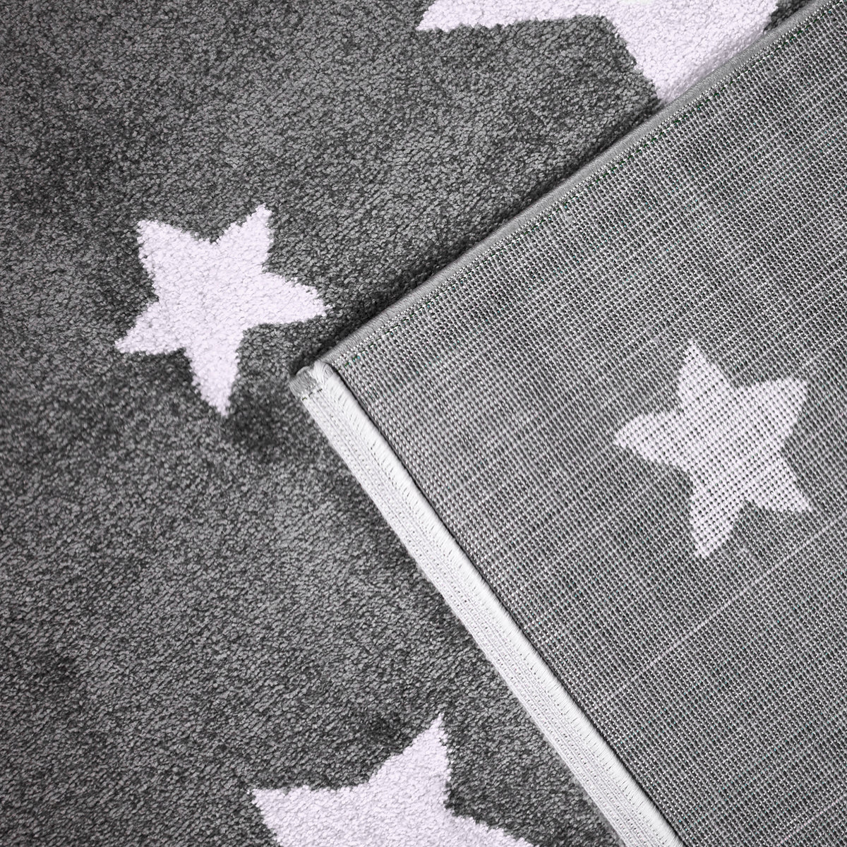 Tapis Étoiles Gris et Blanc - Enfants