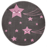 Tapis Étoiles roses et grises - Enfants