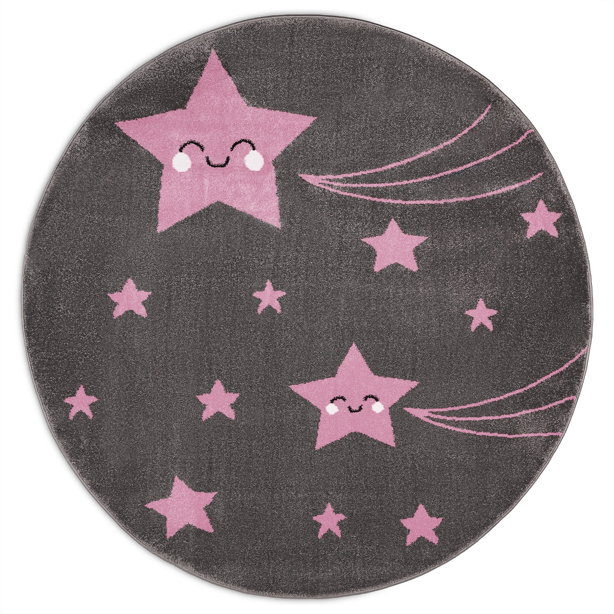 Tapis Étoiles roses et grises - Enfants