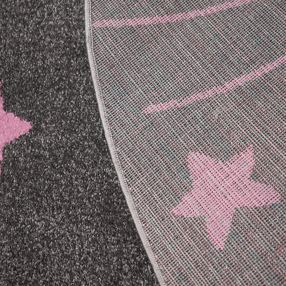 Tapis Étoiles roses et grises - Enfants