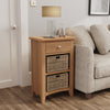 Rowan Oak Tall Side Table With Wicker Baskets 75cm