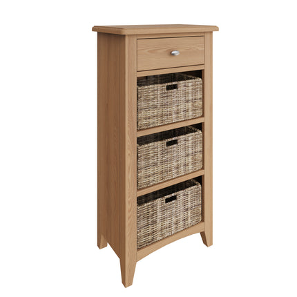 Rowan Oak Tall Table Unit With Wicker Baskets 100cm