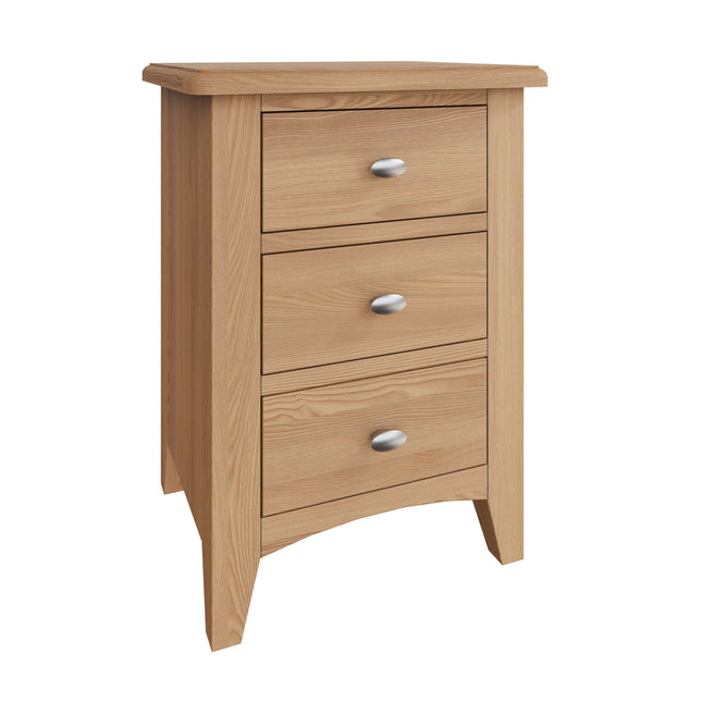 Rowan Oak 3 Drawer Bedside Table