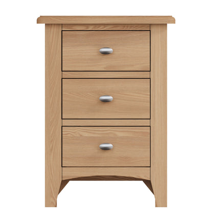 Rowan Oak 3 Drawer Bedside Table