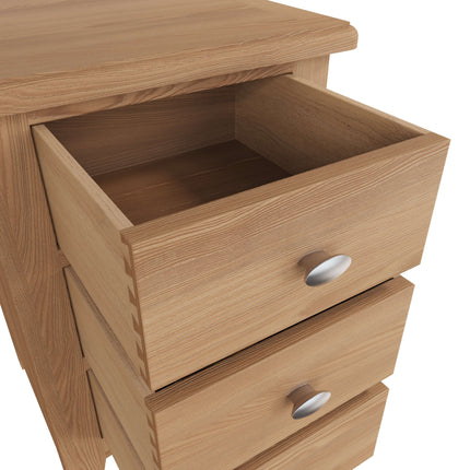 Rowan Oak 3 Drawer Bedside Table