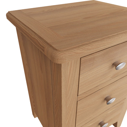 Rowan Oak 3 Drawer Bedside Table