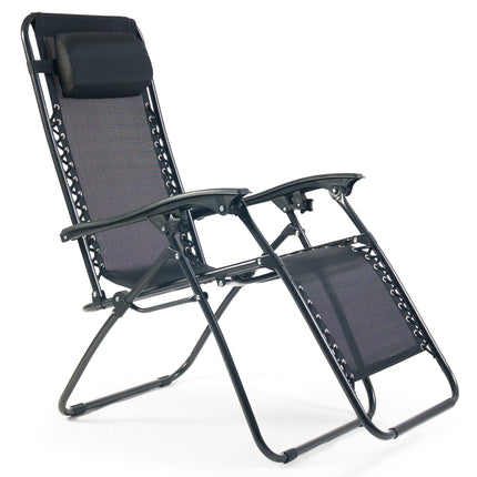 Zero Gravity Reclining Sun Loungers Weatherproof Black Set of 2-Bargainia.com