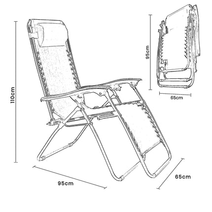 Zero Gravity Reclining Sun Loungers Weatherproof Black Set of 2-Bargainia.com