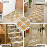 Texas Gold and Grey Chevron Stair Runner, Hessian Backed Hallway Runner, Low 9mm Pile, Belgian Woven, Custom Lengths