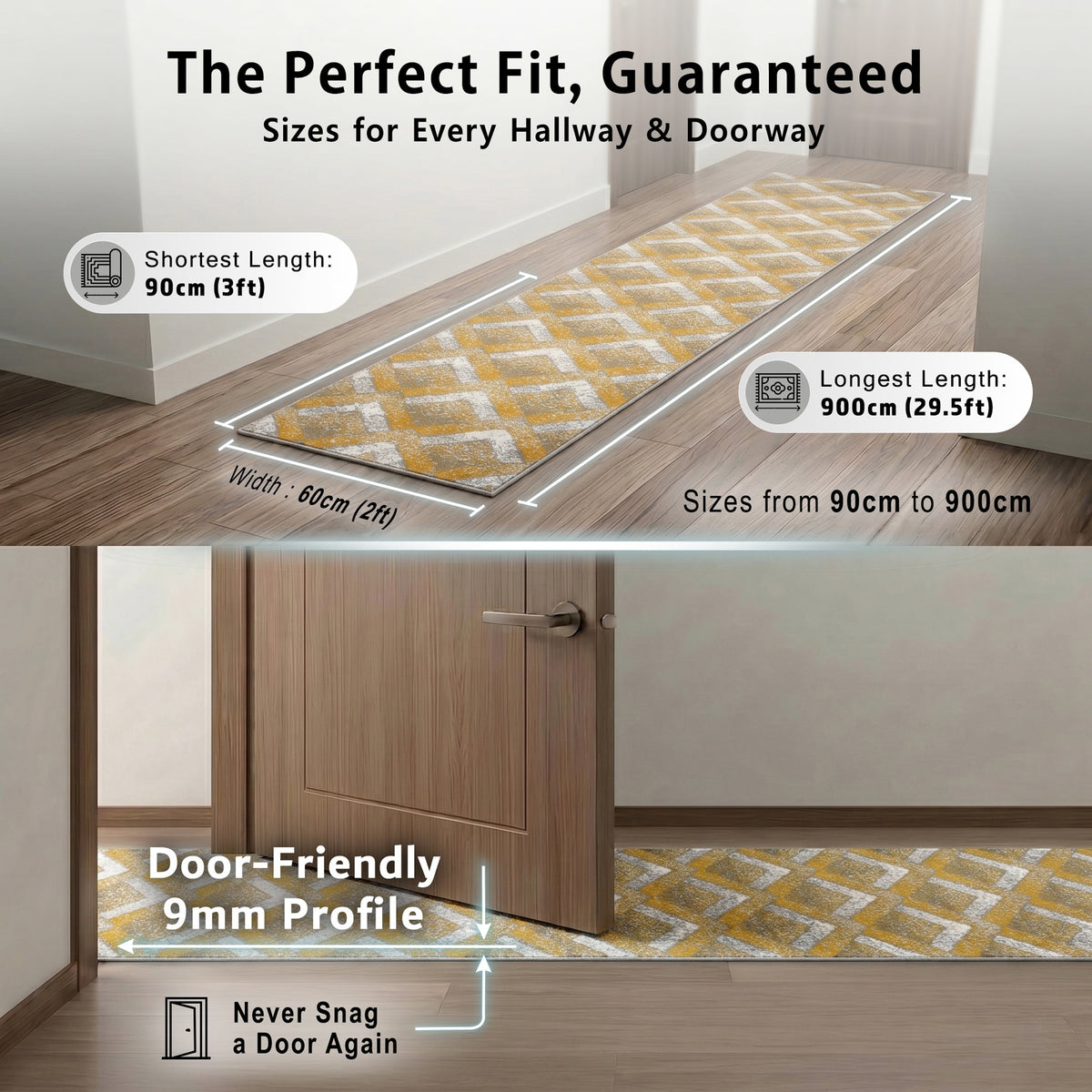 Texas Gold and Grey Chevron Stair Runner, Hessian Backed Hallway Runner, Low 9mm Pile, Belgian Woven, Custom Lengths
