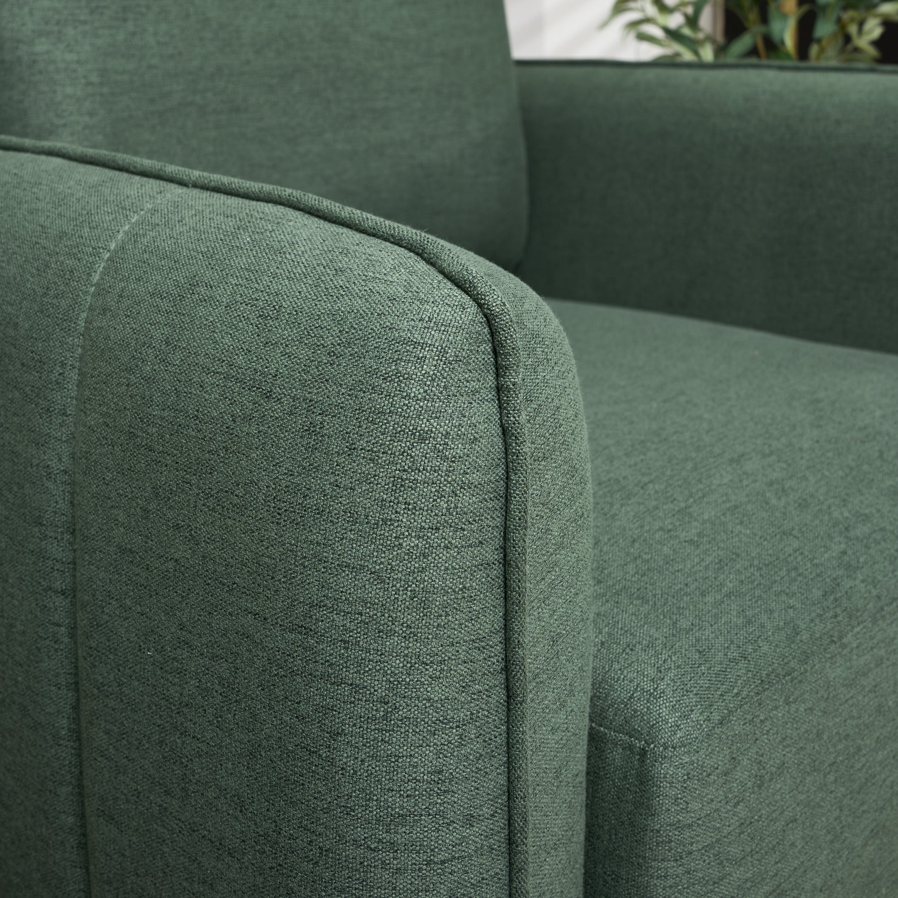 Brixton Green 3 Seater Sofa - Modern Fabric Sofa with Steel Legs