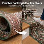Green Medallion Stair Runner, Persian Style Hessian Backed Hallway Carpet Runner, 60cm Wide, 9mm Pile, Custom Lengths