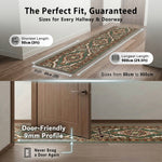 Green Medallion Stair Runner, Persian Style Hessian Backed Hallway Carpet Runner, 60cm Wide, 9mm Pile, Custom Lengths