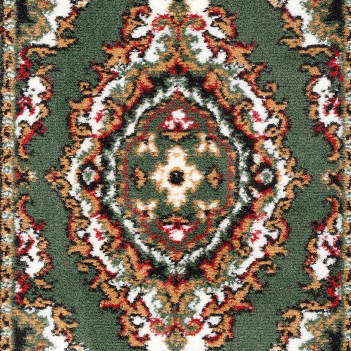 Green Medallion Stair Runner, Persian Style Hessian Backed Hallway Carpet Runner, 60cm Wide, 9mm Pile, Custom Lengths