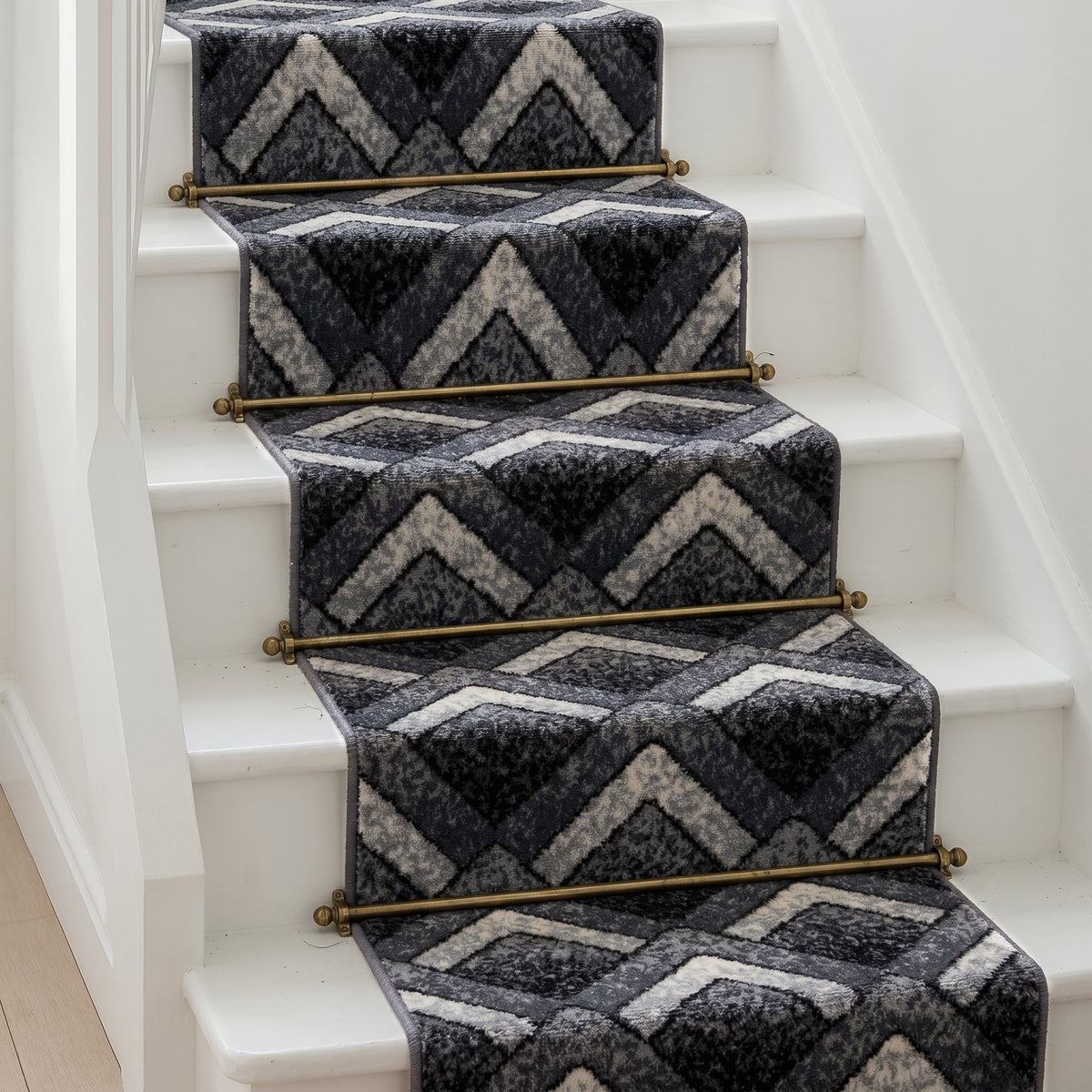 Tapis d'escalier résistant à l'usure - Tapis d'escalier Texas Gold Chevron