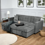 Milo Grey Corner Sofa Bed with Storage - Velvet Sofa Bed & Pull Out Bed