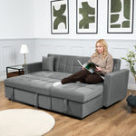 Milo Grey Corner Sofa Bed with Storage - Velvet Sofa Bed & Pull Out Bed