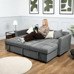 Milo Grey Corner Sofa Bed with Storage - Velvet Sofa Bed & Pull Out Bed