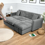 Milo Grey Corner Sofa Bed with Storage - Velvet Sofa Bed & Pull Out Bed