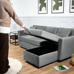 Milo Grey Corner Sofa Bed with Storage - Velvet Sofa Bed & Pull Out Bed
