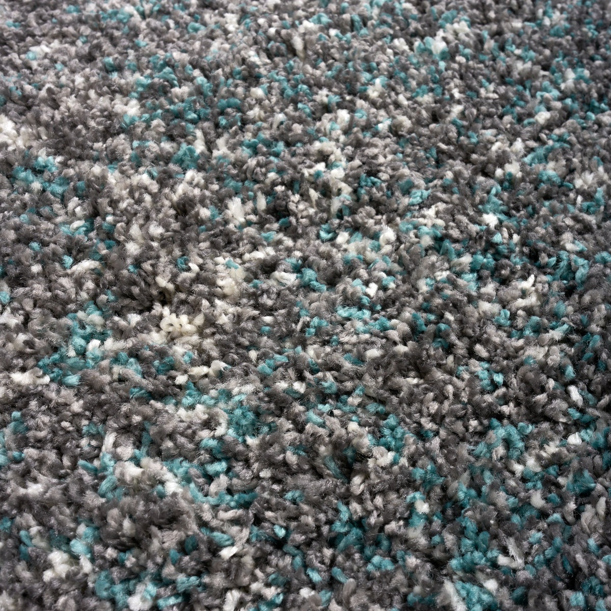 Enjoy Blue and Grey Mottled Shaggy Rug, 4cm Thick Pile, Non-Shedding Polypropylene, Hessian Backed, Multiple Sizes