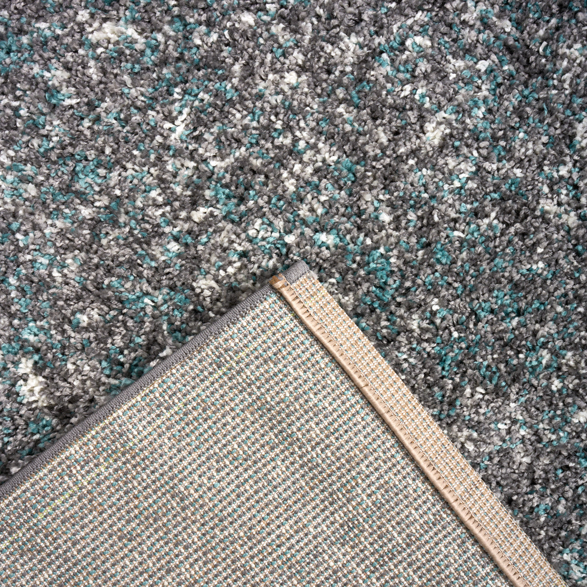 Enjoy Blue and Grey Mottled Shaggy Rug, 4cm Thick Pile, Non-Shedding Polypropylene, Hessian Backed, Multiple Sizes