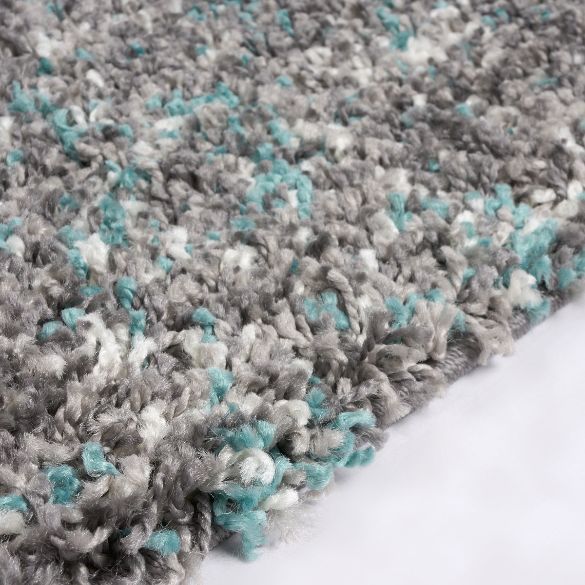 Enjoy Blue and Grey Mottled Shaggy Rug, 4cm Thick Pile, Non-Shedding Polypropylene, Hessian Backed, Multiple Sizes