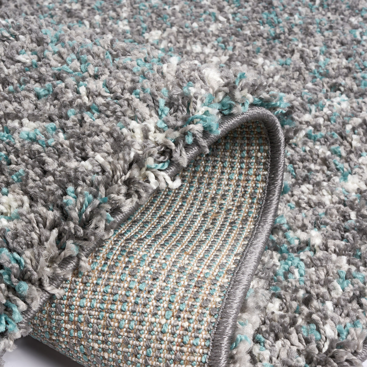 Enjoy Blue and Grey Mottled Shaggy Rug, 4cm Thick Pile, Non-Shedding Polypropylene, Hessian Backed, Multiple Sizes