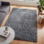 Enjoy Blue and Grey Mottled Shaggy Rug, 4cm Thick Pile, Non-Shedding Polypropylene, Hessian Backed, Multiple Sizes
