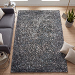 Enjoy Blue and Grey Mottled Shaggy Rug, 4cm Thick Pile, Non-Shedding Polypropylene, Hessian Backed, Multiple Sizes