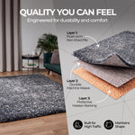 Enjoy Blue and Grey Mottled Shaggy Rug, 4cm Thick Pile, Non-Shedding Polypropylene, Hessian Backed, Multiple Sizes