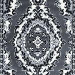 Grey Medallion Stair Runner, Traditional Hessian Backed Hallway Carpet Runner, 60cm Wide, 9mm Pile, Custom Lengths