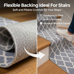 Grey Trellis Stair Runner, Moroccan Geometric Hallway Carpet Runner, Flexible Hessian Backed, 60cm Wide, Custom Length