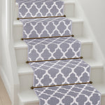 Grey Trellis Stair Runner, Moroccan Geometric Hallway Carpet Runner, Flexible Hessian Backed, 60cm Wide, Custom Length
