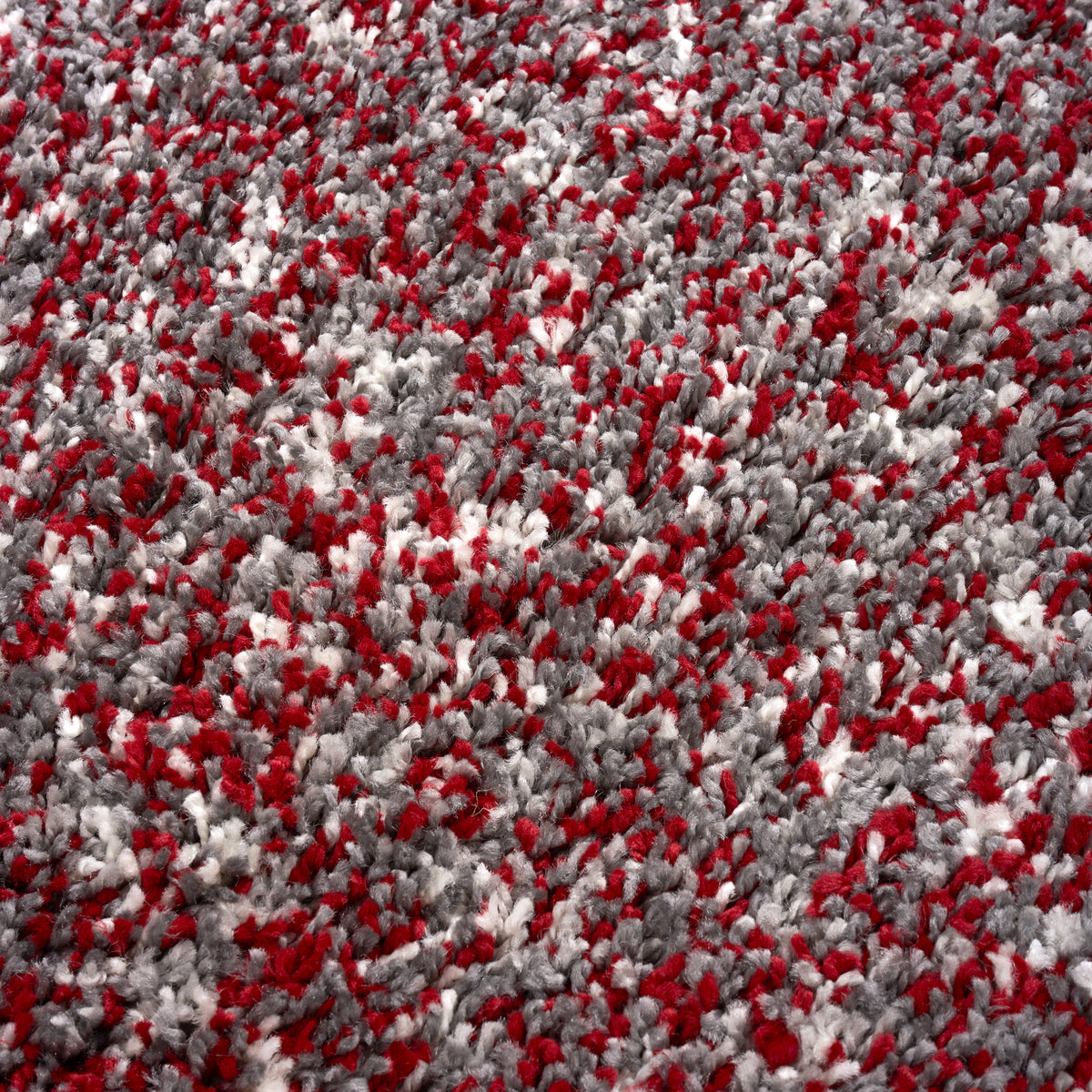 Grey & Red Blend Shaggy Rug - Enjoy