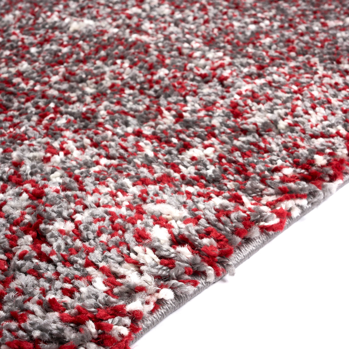Grey & Red Blend Shaggy Rug - Enjoy