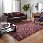 Grey & Red Blend Shaggy Rug - Enjoy