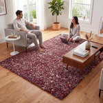 Grey & Red Blend Shaggy Rug - Enjoy